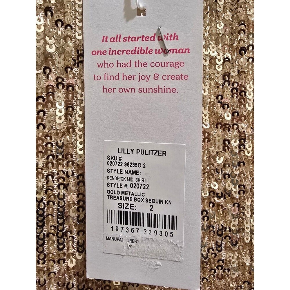 LILLY PULITZER Kendrick Midi Skirt in Gold Sequin NWT Sz 2 - Picture 3 of 6